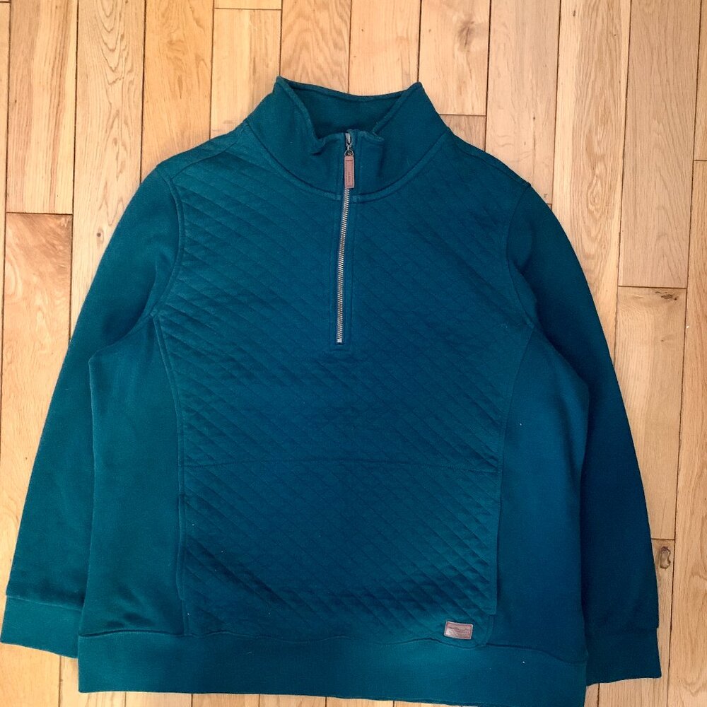 L.L. Bean Teal Quilted Half-Zip Pullover